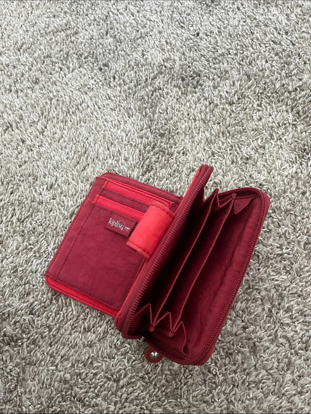 Kipling Red Zip-Around Wallet with Snap Tab